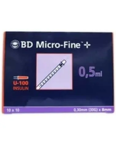 BD Σύριγγες Ινσουλίνης 0,5ml 30Gx8mm, 10 Τεμαχίων