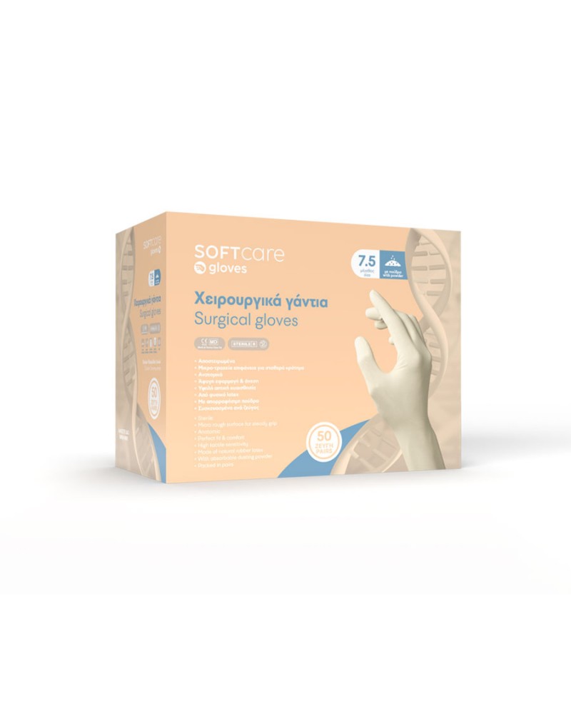 Soft Care Γάντια Χειρουργικά Αποστειρωμένα με Πούδρα, Τεμάχιο