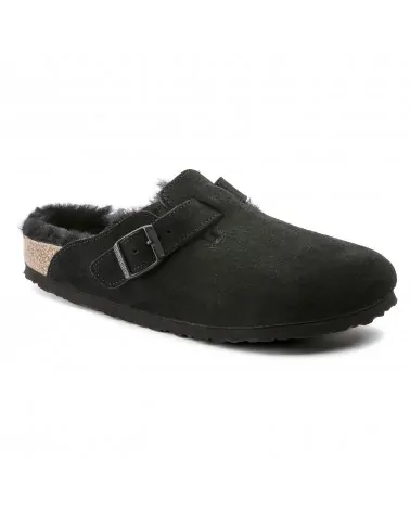 Birkenstock Παντόφλα Boston Shearling BS (Narrow), Μαύρο