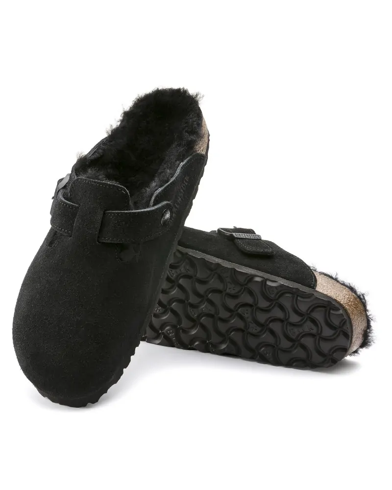 Birkenstock Παντόφλα Boston Shearling BS Μαύρο (Narrow)