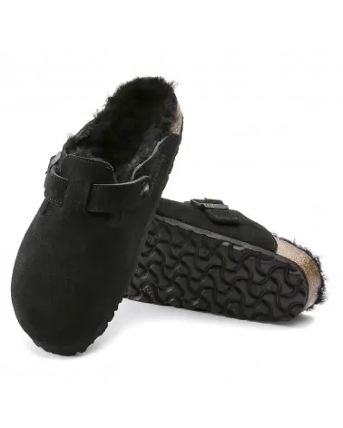 Birkenstock Παντόφλα Boston Shearling BS Μαύρο (Narrow)