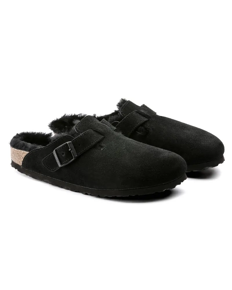 Birkenstock Παντόφλα Boston Shearling BS Μαύρο (Narrow)
