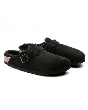 Birkenstock Παντόφλα Boston Shearling BS Μαύρο (Narrow)