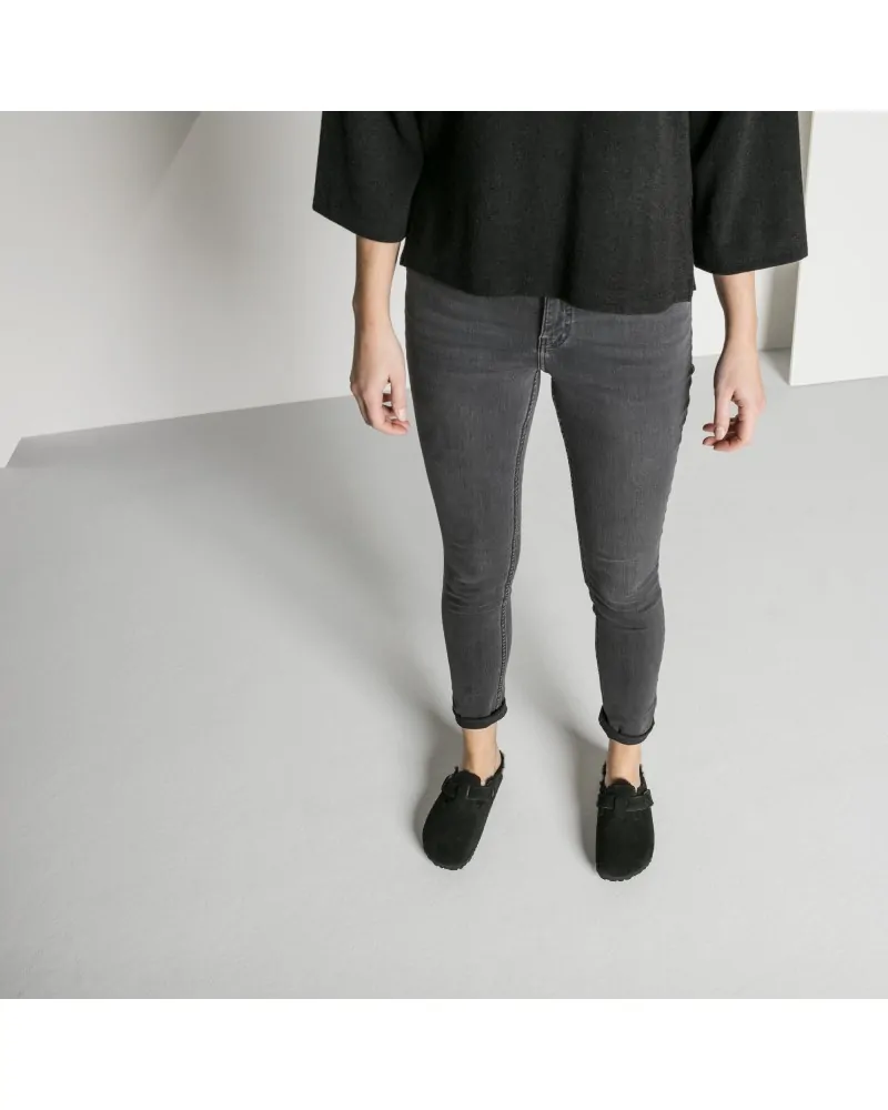 Birkenstock Παντόφλα Boston Shearling BS Μαύρο (Narrow)