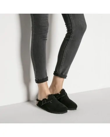 Birkenstock Παντόφλα Boston Shearling BS Μαύρο (Narrow)
