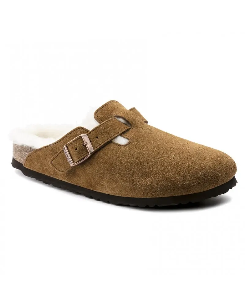 Birkenstock Παντόφλα Boston Shearling Suede Leather Leve Mink (Narrow)