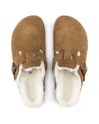 Birkenstock Παντόφλα Boston Shearling Suede Leather Leve Mink (Narrow)