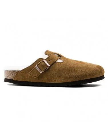 Birkenstock Παντόφλα Boston Shearling Suede Leather Leve Mink (Narrow)