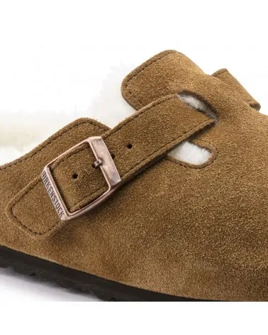 Birkenstock Παντόφλα Boston Shearling Suede Leather Leve Mink (Narrow)