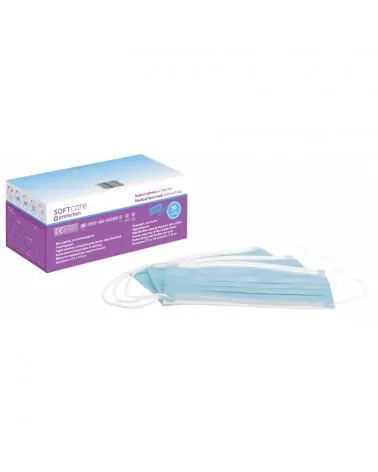 Soft Care Χειρουργικές Μάσκες 3ply με Λάστιχο 50 Τεμαχίων