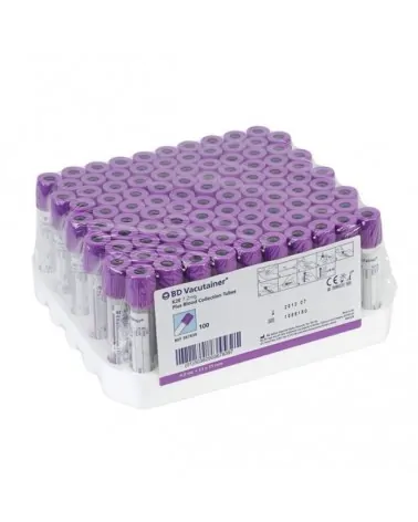 BD Σωληνάρια Αιμοληψίας Vacutainer Plus 10.8mg EDTA K2 Tubes 13x100mm 6ml μωβ πώμα 100 τεμάχια 367864