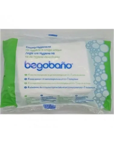Begobano σετ πλυσίματος σώματος μιας χρήσης, 4 σφουγγάρια + 1 πετσέτα ΒΒΚΙΤ