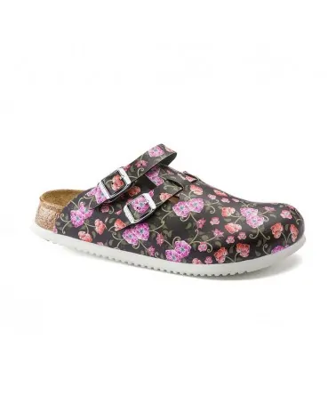 Birkenstock Γυναικείο Αντιολισθητικό Σαμπό Kay SL Blooming Roses, Μαύρο-Λευκό