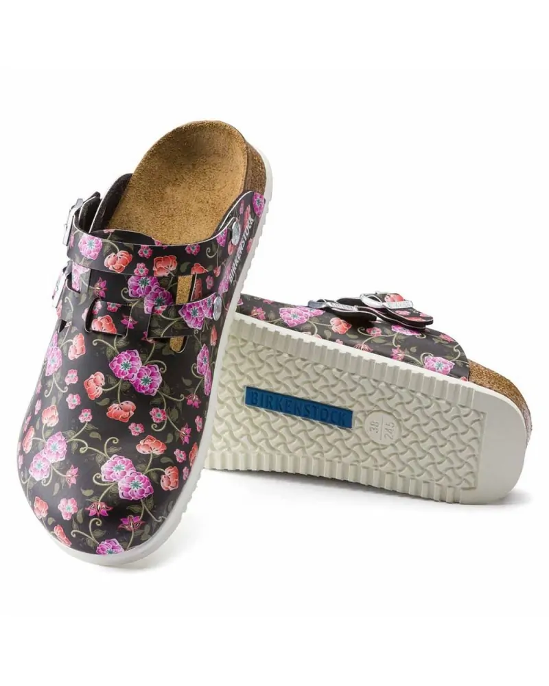 Birkenstock Γυναικείο Αντιολισθητικό Σαμπό Kay SL Blooming Roses, Μαύρο-Λευκό