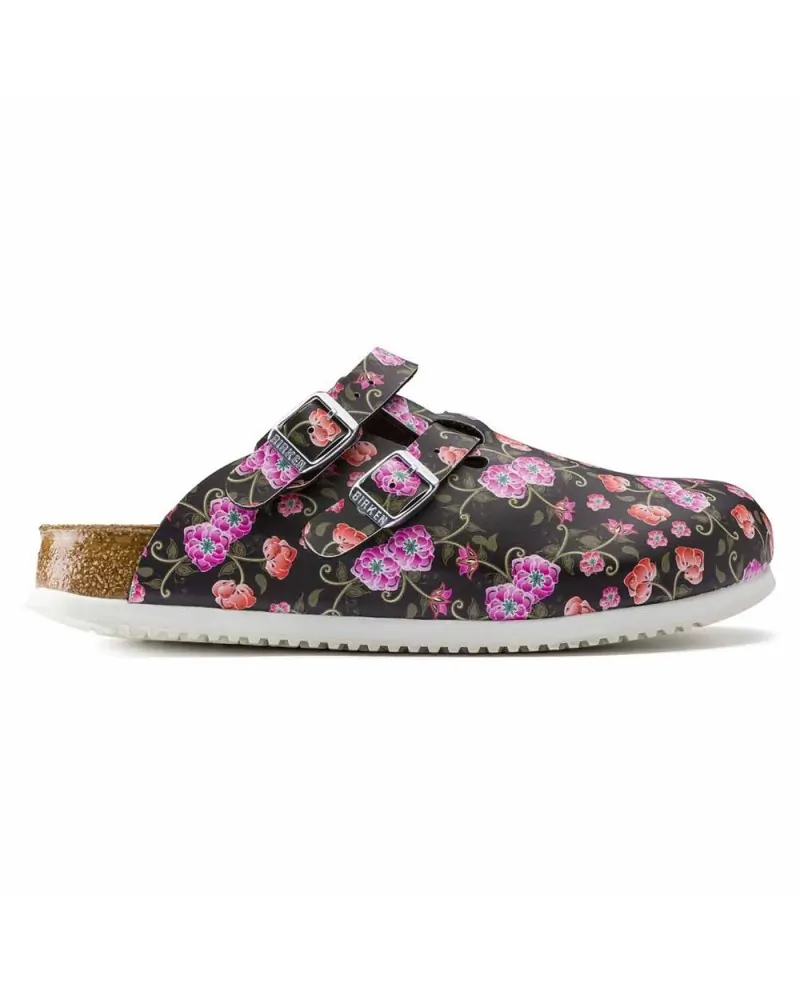 Birkenstock Γυναικείο Αντιολισθητικό Σαμπό Kay SL Blooming Roses, Μαύρο-Λευκό