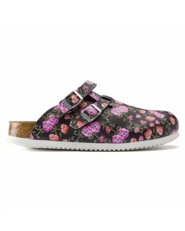 Birkenstock Γυναικείο Αντιολισθητικό Σαμπό Kay SL Blooming Roses, Μαύρο-Λευκό