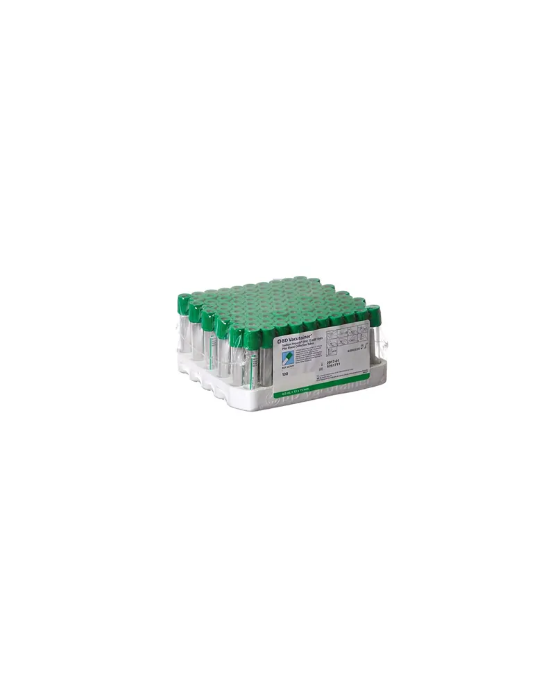 BD Σωληνάρια Αιμοληψίας Vacutainer Plus Lithium Heparin 13×75mm 4ml Πράσινο πώμα 100 τεμάχια 368884