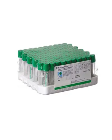 BD Σωληνάρια Αιμοληψίας Vacutainer Plus Lithium Heparin 13×75mm 4ml Πράσινο πώμα 100 τεμάχια 368884