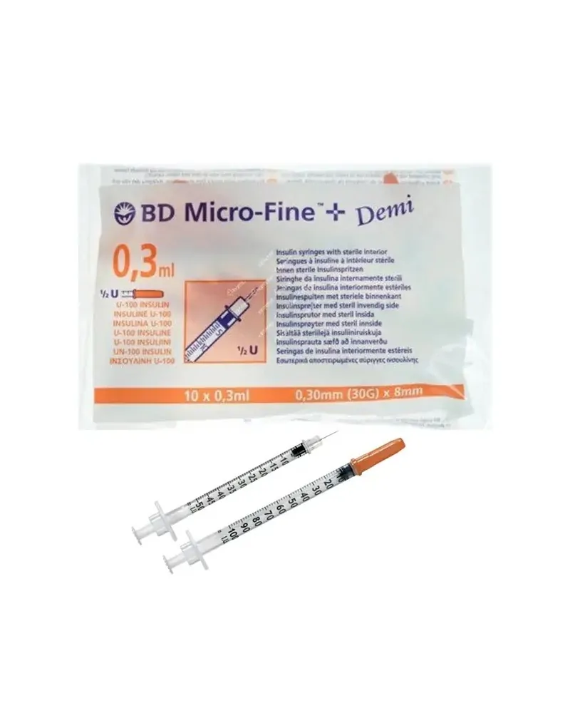 BD Σύριγγες Ινσουλίνης 0,3ml 30Gx8mm, 10 τεμάχια