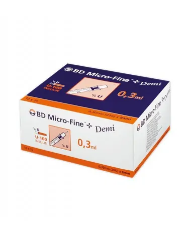 BD Σύριγγες Ινσουλίνης 0,3ml 30Gx8mm, 10 τεμάχια