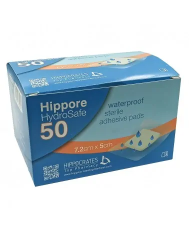 Hippore Αποστειρωμένο Αυτοκόλλητο Επίθεμα Hydrosafe 7.2cm X 5cm, 50 τεμάχια
