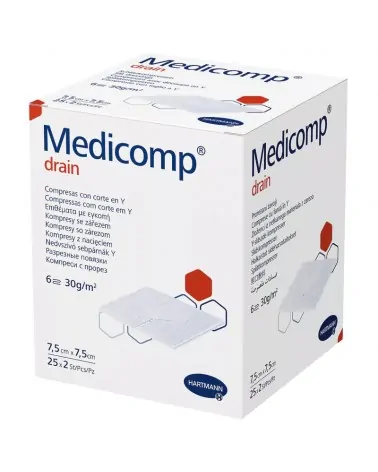 Hartmann Αποστειρωμένη Γάζα Τραχειοτομίας Medicomp Drain 7.5x7.5 - 6πλή