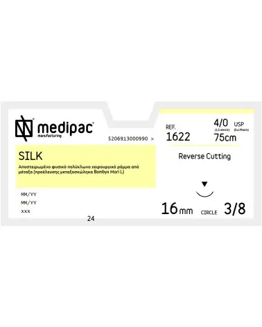 Medipac Ράμμα από Μετάξι 4/0 75cm 16mm 3/8 Κόπτουσα 1622