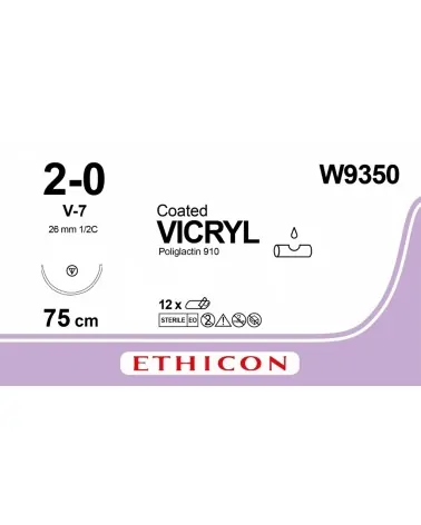 Ethicon Ράμμα Vicryl 2/0 75cm 26mm 1/2c Κόπτουσα W9350