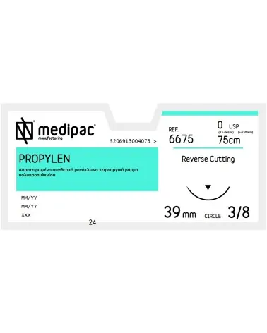 Medipac Ράμμα Propylen 0 75cm 39mm 3/8 Κόπτουσα 6675