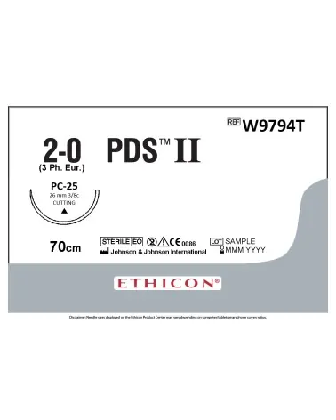 Ethicon Ράμμα PDS 2/0 70mm Κόπτουσα Βελόνα 25mm W9794T