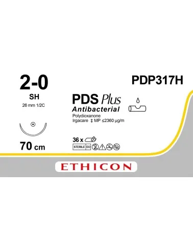 Ethicon Ράμμα PDS Plus 2/0 70mm 26mm 1/2 Στρογγυλή Βελόνα PDP317H