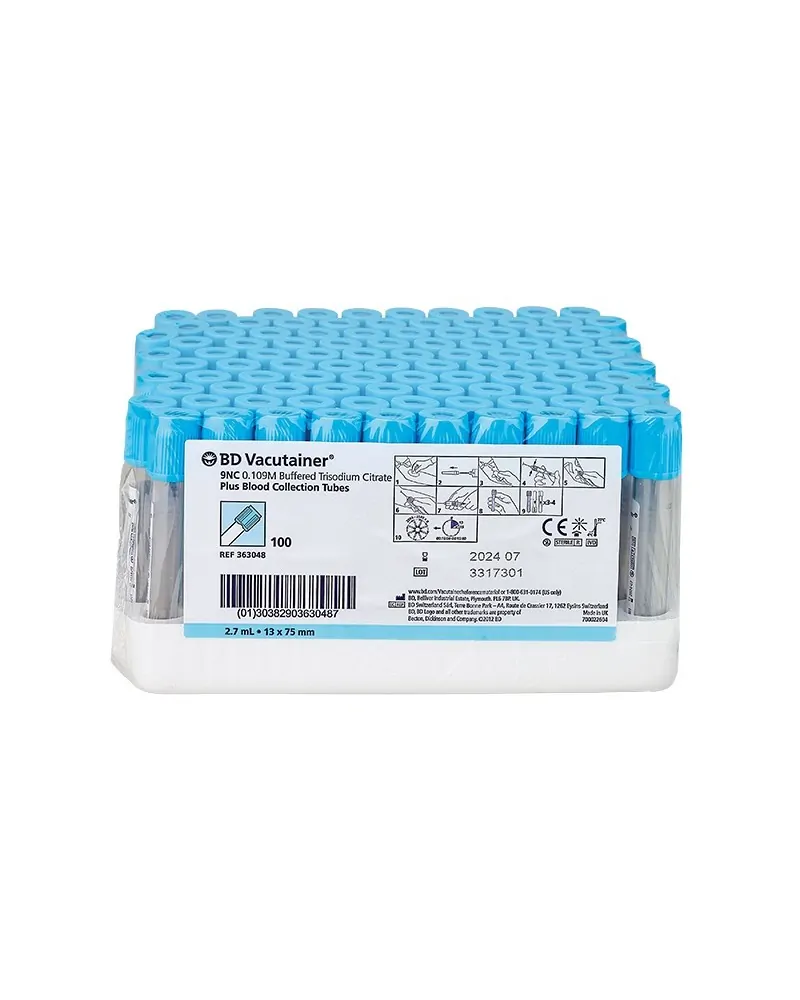 BD Σωληνάρια Αιμοληψίας Vacutainer Plus Sod. Citr. Coagulation Tubes 13x75mm Διπλό Τοίχωμα 2.7ml γαλάζιο πώμα 100 τεμάχια 363048