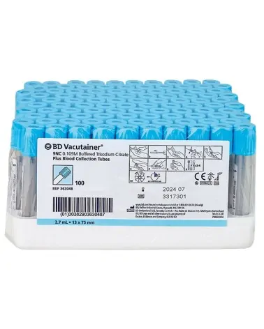 BD Σωληνάρια Αιμοληψίας Vacutainer Plus Sod. Citr. Coagulation Tubes 13x75mm Διπλό Τοίχωμα 2.7ml γαλάζιο πώμα 100 τεμάχια 363048