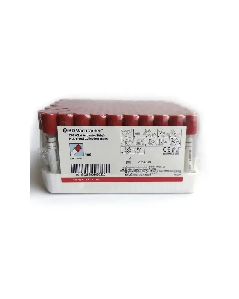 BD Σωληνάρια Αιμοληψίας Vacutainer Plus Plain Tubes 13x75mm 4ml κόκκινο πώμα 100 τεμάχια 369032