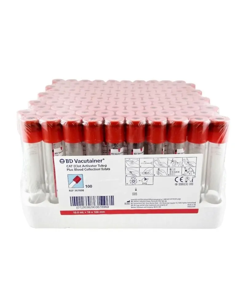BD Σωληνάρια Αιμοληψίας Vacutainer Plus Plain Tubes 16x100mm 10ml Κόκκινο Πώμα 100 τεμάχια 367896