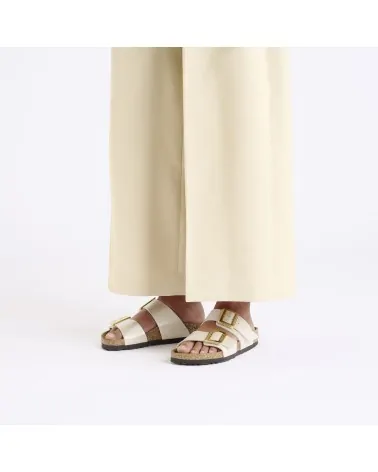 Birkenstock Παντόφλα Sydney Luxe Buckle (Narrow), Graceful Pearl White