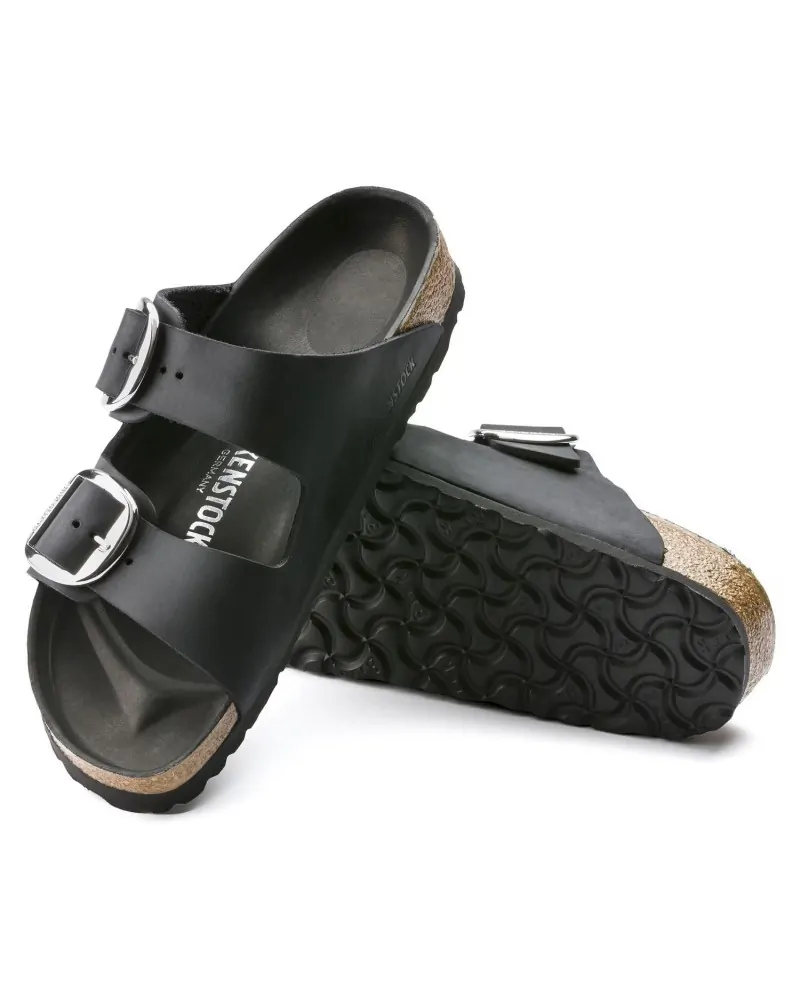 Birkenstock Παντόφλα Leather Arizona Big Buckle Leoi (Narrow), Black Hex