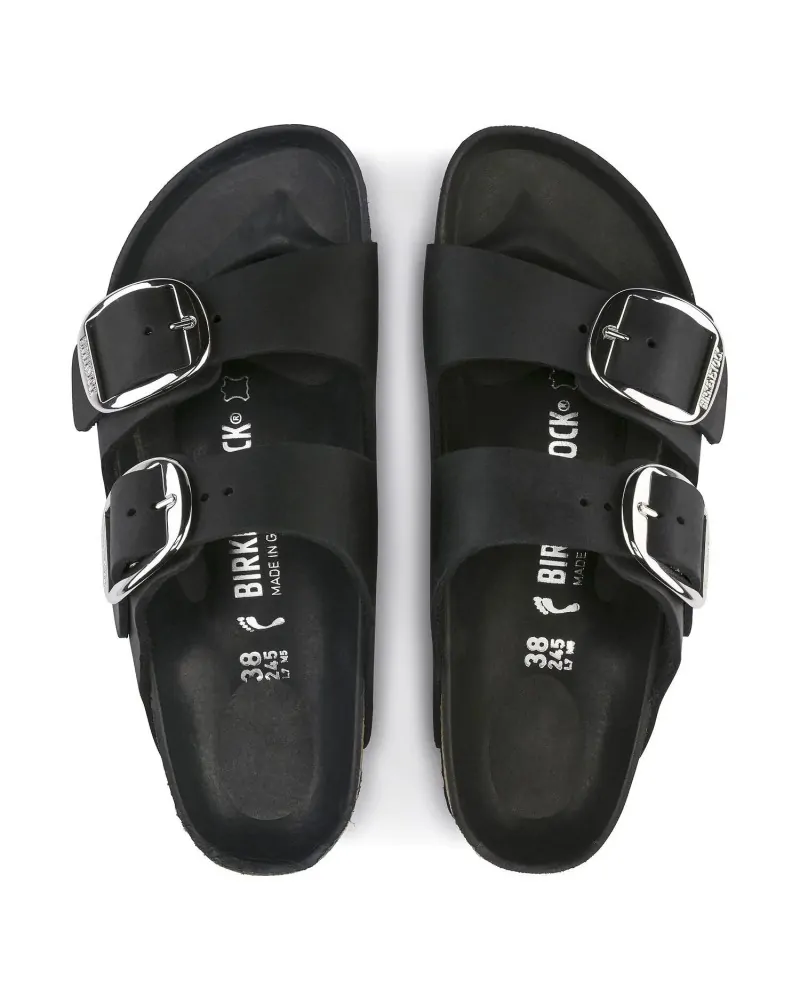 Birkenstock Παντόφλα Leather Arizona Big Buckle Leoi (Narrow), Black Hex