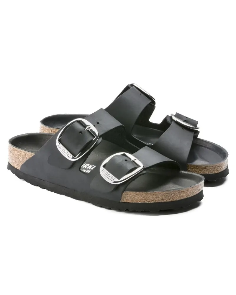 Birkenstock Παντόφλα Leather Arizona Big Buckle Leoi (Narrow), Black Hex
