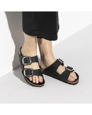 Birkenstock Παντόφλα Leather Arizona Big Buckle Leoi (Narrow), Black Hex