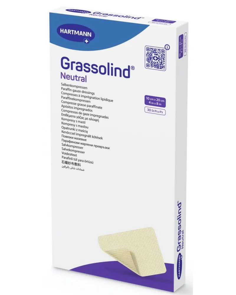 Hartmann Βαζελινούχος Γάζα Grassolind 10x20cm, 30 τεμάχια