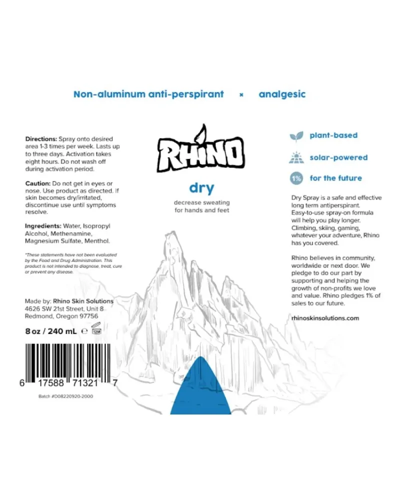 Rhino Dry Σπρέι για Προστασία κατά του Ιδρώτα, 100ml