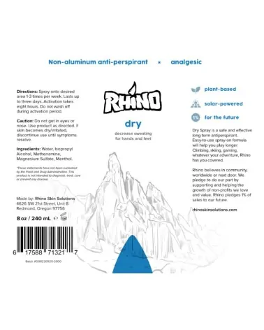 Rhino Dry Σπρέι για Προστασία κατά του Ιδρώτα, 100ml