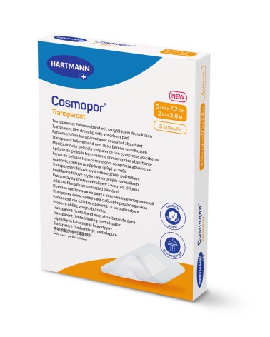 Hartmann Αδιάβροχο Αυτοκόλλητο Επίθεμα Cosmopor Transparent 5x7.2cm, 5 τεμάχια