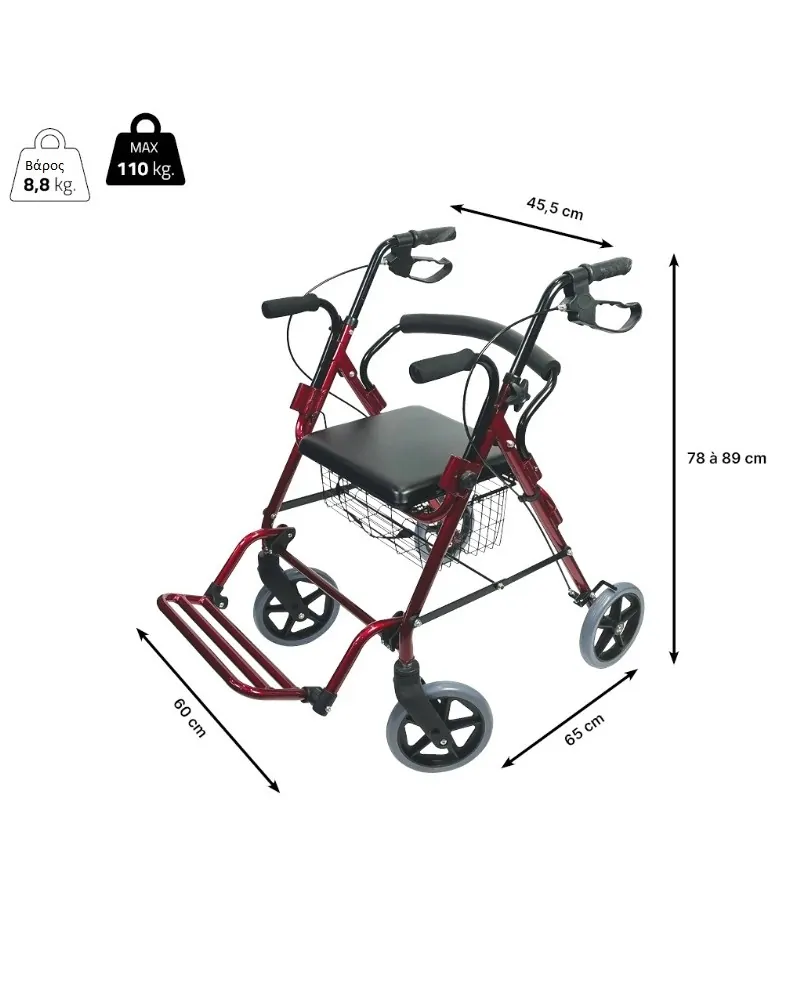 Περιπατητήρας Rollator με Υποπόδιο Victor