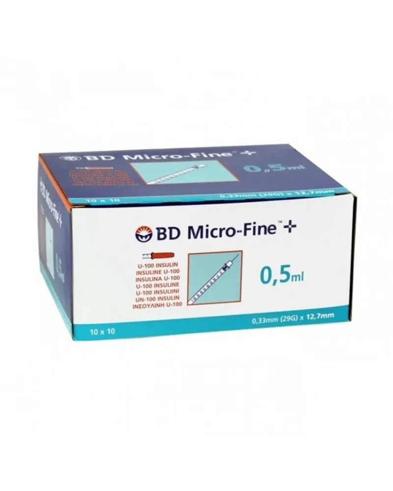 BD Σύριγγες Ινσουλίνης 0,5ml 29Gx12.7mm, 10 τεμάχια