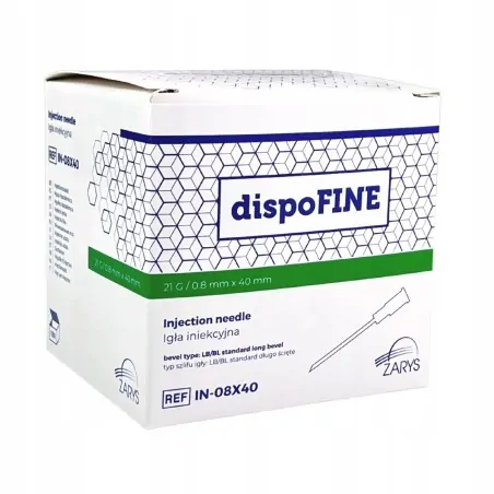 Βελόνες Ενέσεων dispoFine 21G 0.8mm X 40mm, Πράσινο, 100 τεμάχια