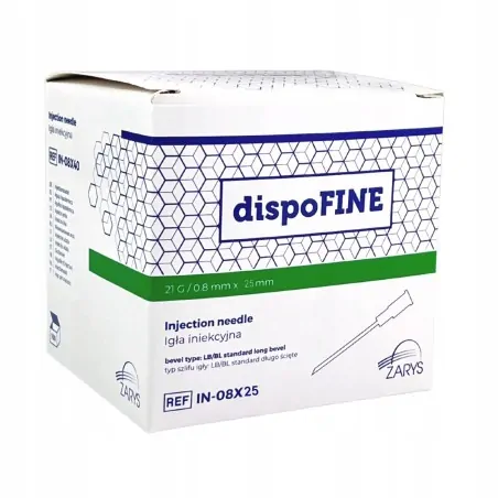 Βελόνες Ενέσεων dispoFine 21G 0.8mm X 25mm, Πράσινο, 100 τεμάχια