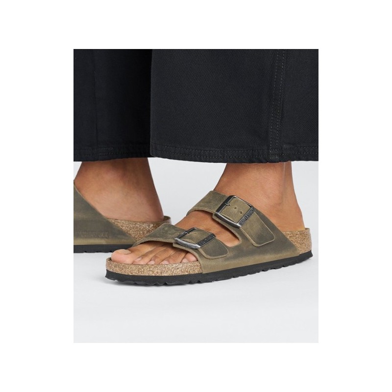 Birkenstock Παντόφλα Leather Arizona BS (Regular), Faded Khaki