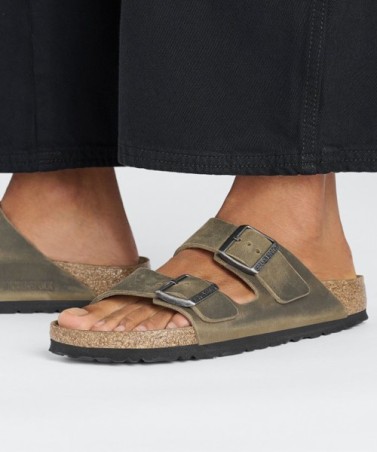 Birkenstock Παντόφλα Leather Arizona BS (Regular), Faded Khaki